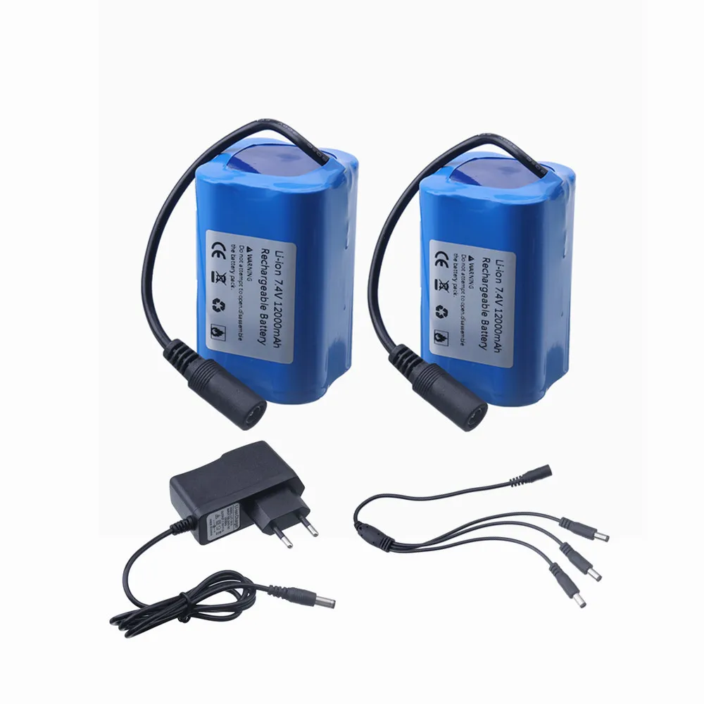7.4V 12000mAh Batterij met USB Lader Voor T188 T888 2011-5 V007 C18 H18 Afstandsbediening RC visaas Boot Reserve Batterij Onderdelen