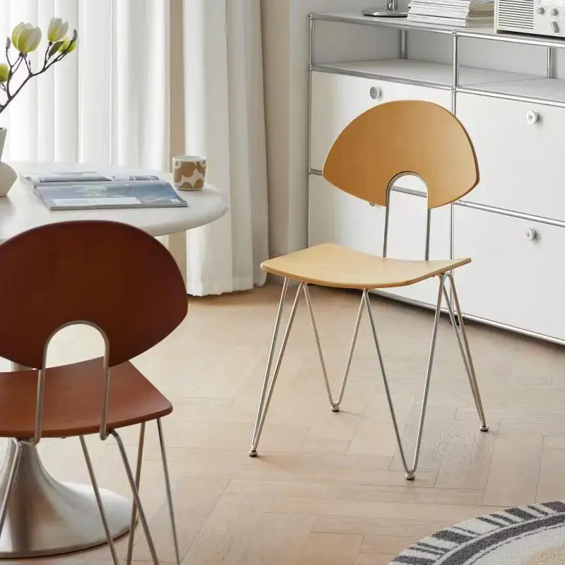 Household dining  premium retro solid wood backrest book desk chair stackable Internet celebrity chair