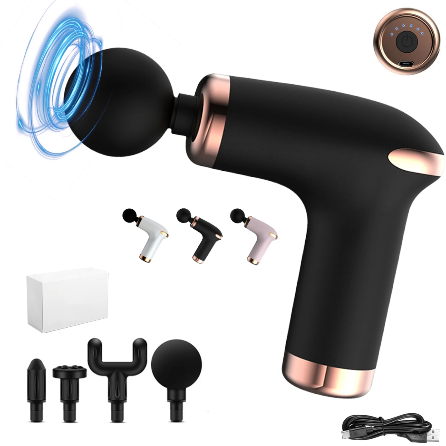 6 Speeds Massage Gun with 4 heads,Mini Fascial gun Deep Tissue,Muscle Relaxation Shoulder Pain Relief Vibration Massager