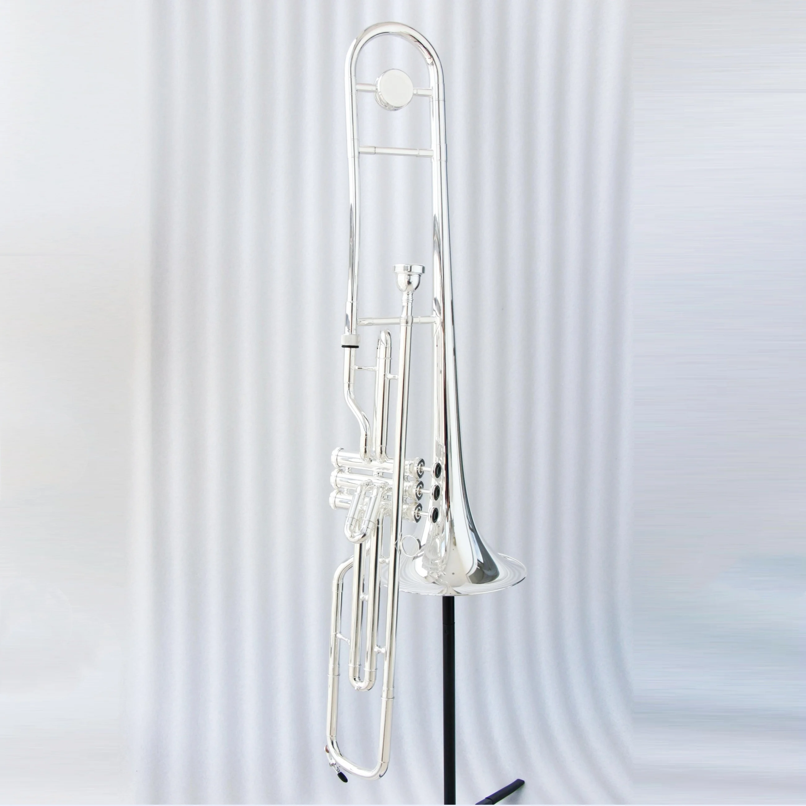 Handmade Silver Plated Bb/C Trombone Musical Wind Instrument With Case For Band Stage Performance