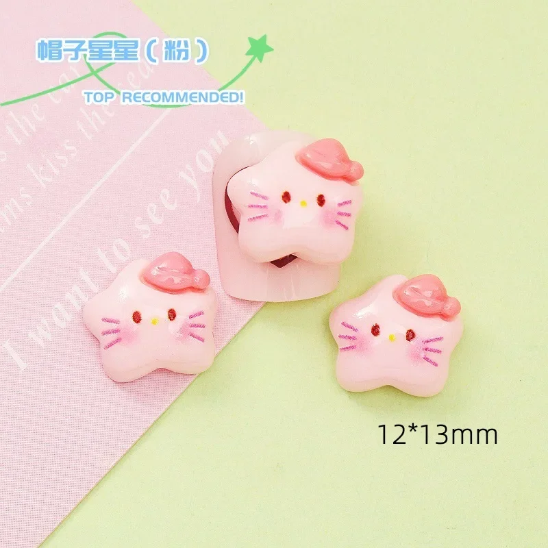 20Pcs Cartoon Hello Kitty Nail Accessories Pink and White Series Commemorative Gift Designed for Girls for Nail Accessories