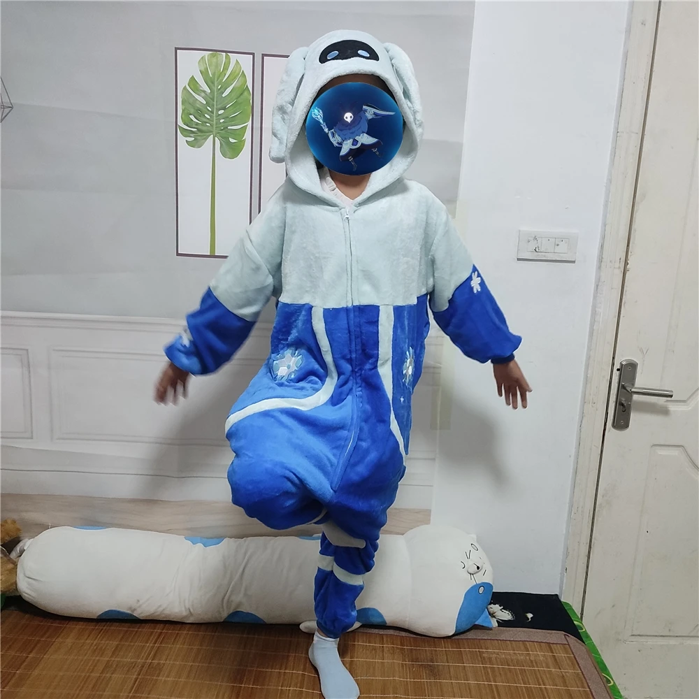 

Game Impact Hilichurl Ice Abyss Mage Kigurumi Pajamas Winter Flannel Adult Cartoon Cosplay Costume