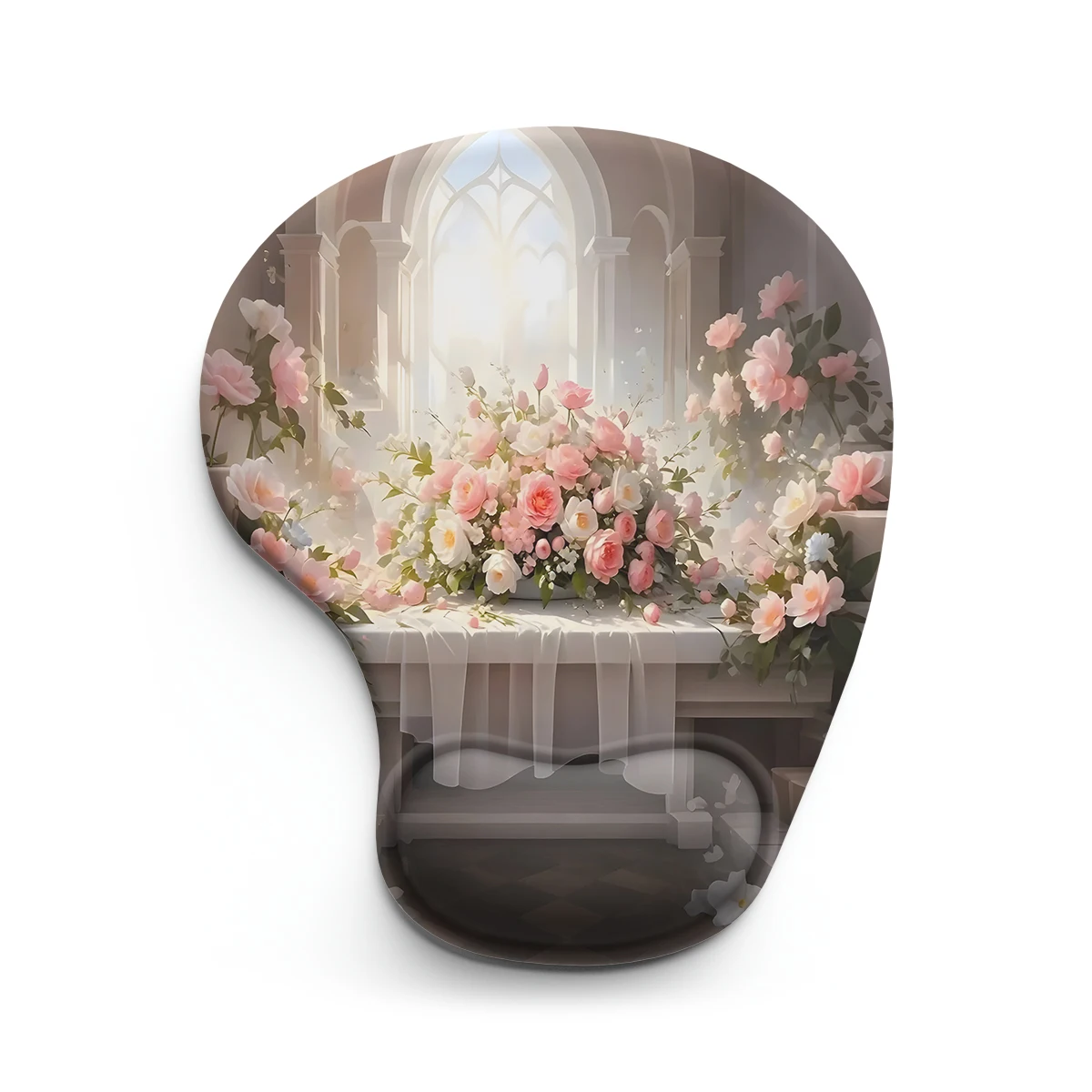 1pc Fantastic Wedding Roses Design Mouse Pad Ergonomic Soft Anti-Slip Wrist Rest Support Mat Computer Mouse Pad For Office PC