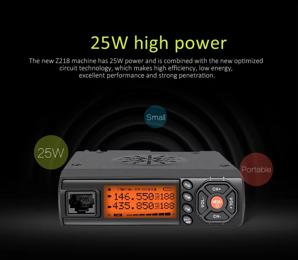 

ZASTONE Z218 Car Walkie Talkie Dual Band Car Two Way Radio 25W Mobile Radio Mini Small Station