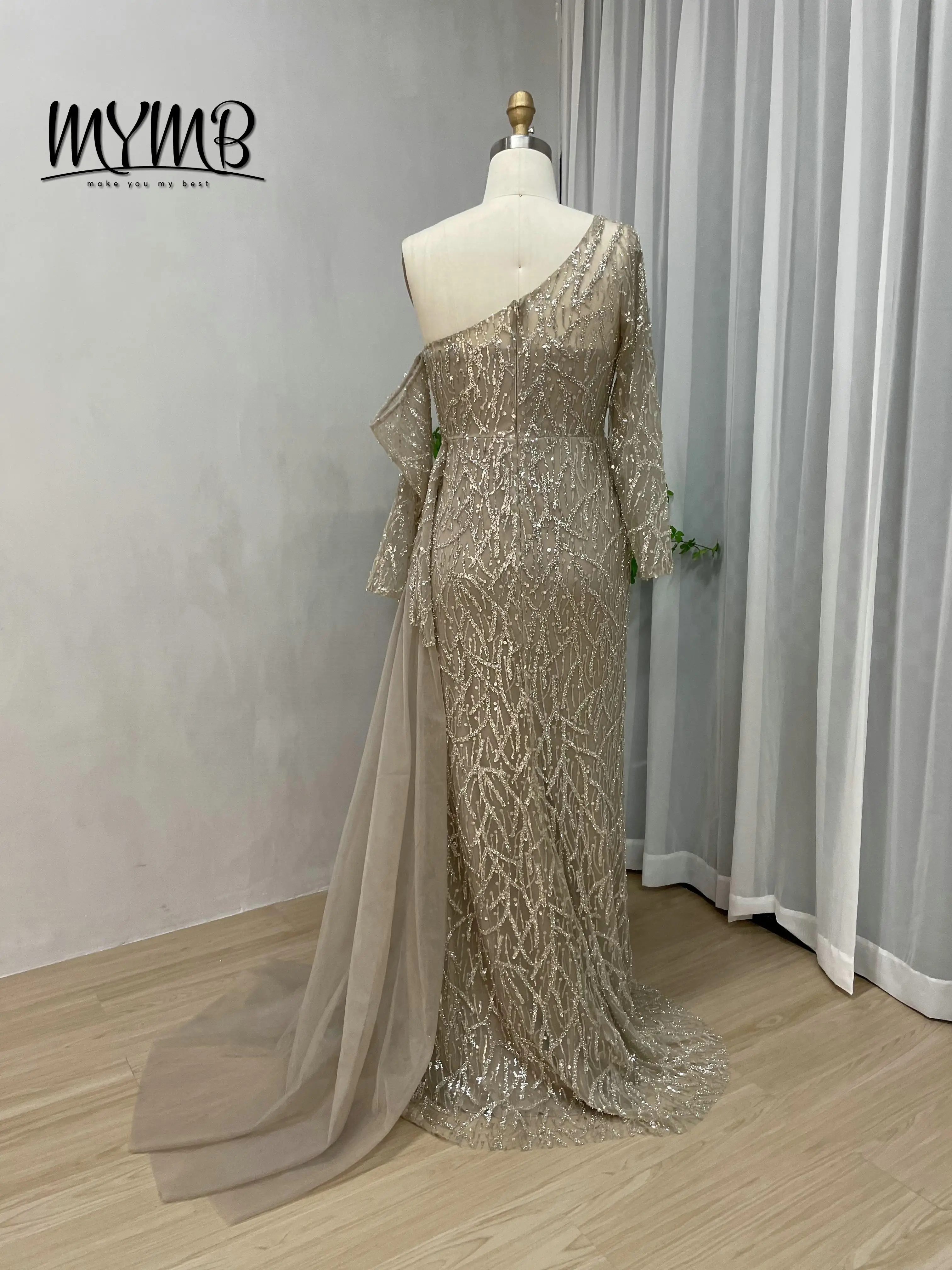 MYMB 우아한 긴 소매 자수 이브닝 드레스 2025 시크 이브닝 드레스 플러스 사이즈 긴 타이트 드레스 여성 파티 DDS052-2