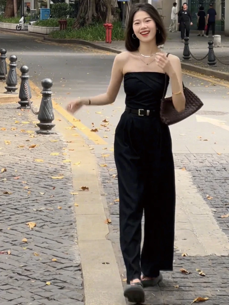 여름 섹시 핫걸 오프숄더 튜브탑과 하이웨이스트 와이드 레그 팬츠 세트 여성 패션 슈트 롱 팬츠 하이웨이스트