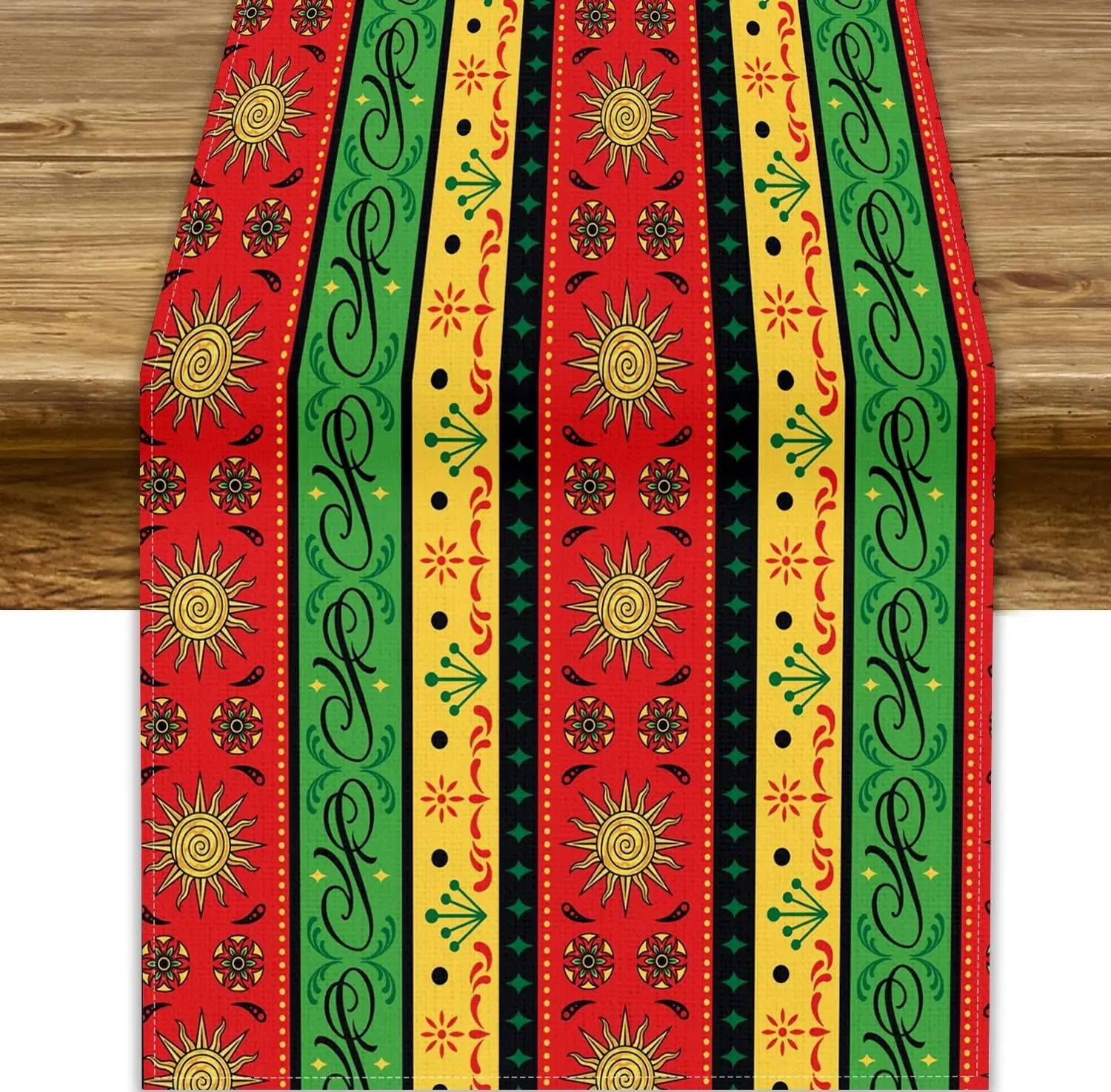

Mexican Sun Moon Colorful Stripe Table Runner Dresser Scarves Decor Traditional Kitchen Dining Table Runner Party Decor