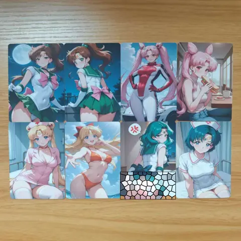 8Pcs/set NSFW Card Sailor Moon Beautiful Girl  Chibi moon Jupiter Mars Mercury Neptune Saturn Venus Collection Card 18+
