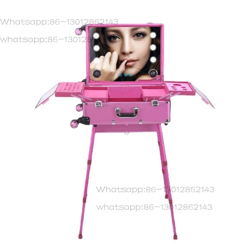 Aluminum alloy lamp trolley cosmetic case multi-functional tattoo embroidery beauty bluetooth trolley case