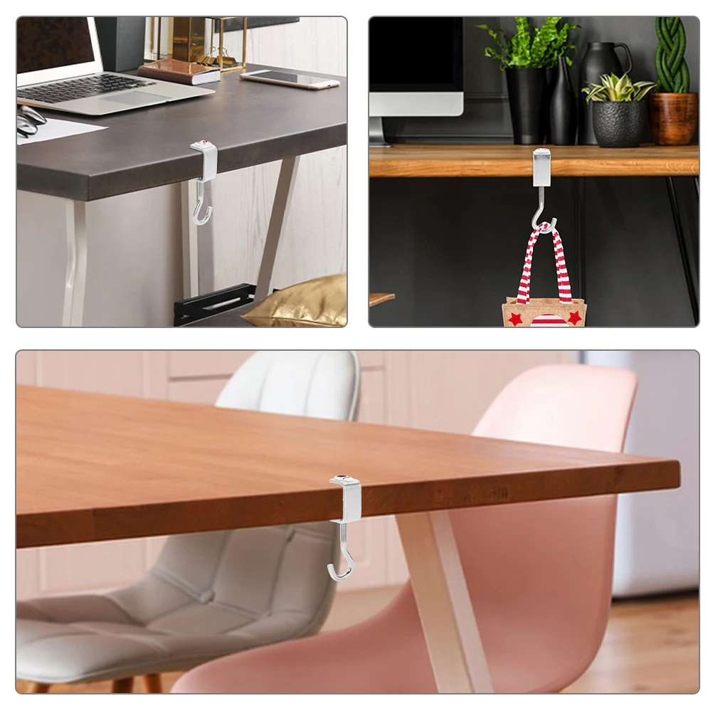 

4pcs Bookbag Desk Hook Holder Adjustable Bag Hanger Stand Table Purse Hook Student Office Metal Bag Clamp Universal
