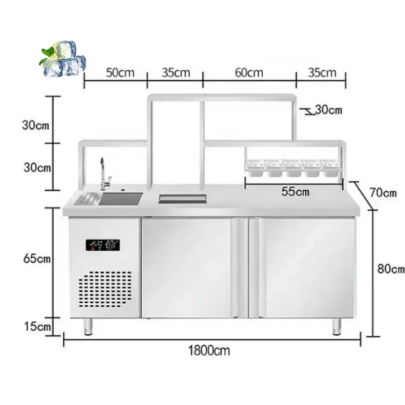 Sweet Shop Milk Tea ShopStainless Steel Table Water Bar Console Workbench Refrigerator Equipment