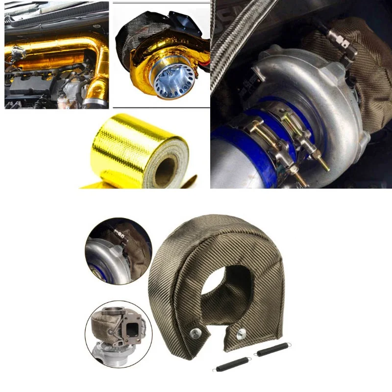 For T25 T3 T4 T6 Turbo Blanket Cap Heat Shield Barrier 1800 Degree Heat Cover Charger Titanium Accessories Wrap Racing