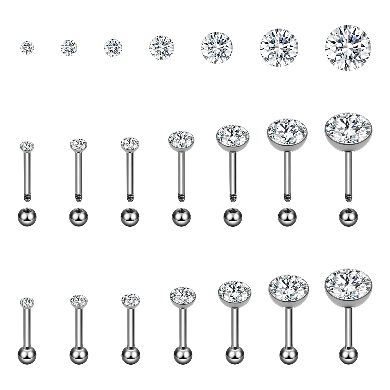 ASTM F136 Titanium Piercing Round Bowl Shaped Screw Labret Earring Set Lip Ring Cartilage Tragus Conch Jewelry Helix Nose Studs