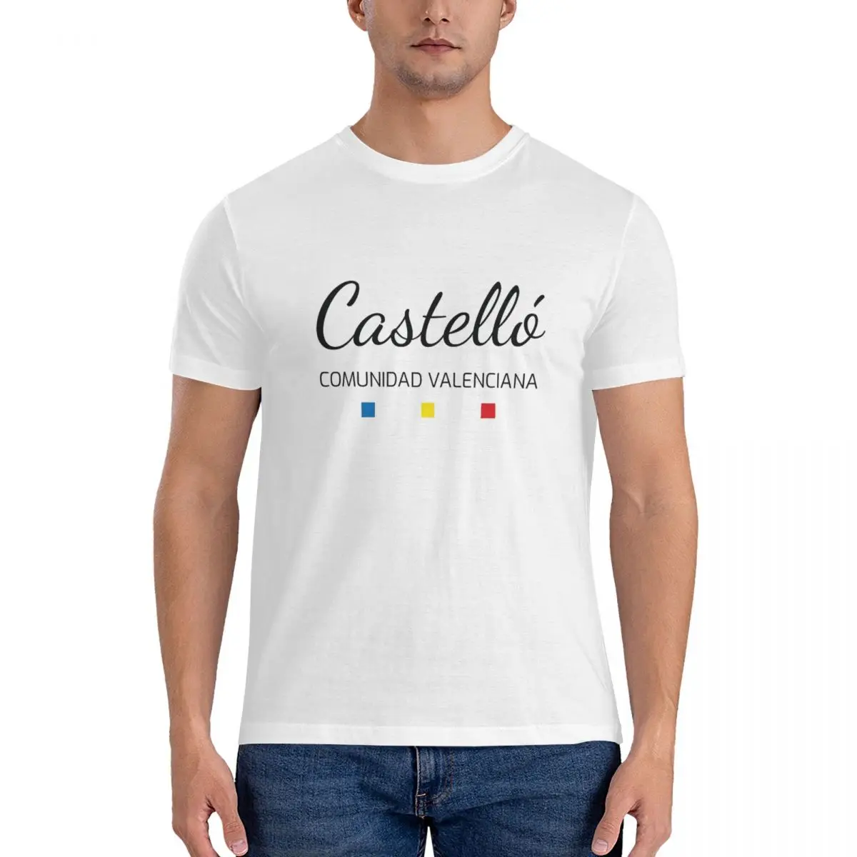 Castello, Valencian Calligraphy T Shirts for Men Pure Cotton Novelty T-Shirt O Neck deportivo castellon Tees official-website