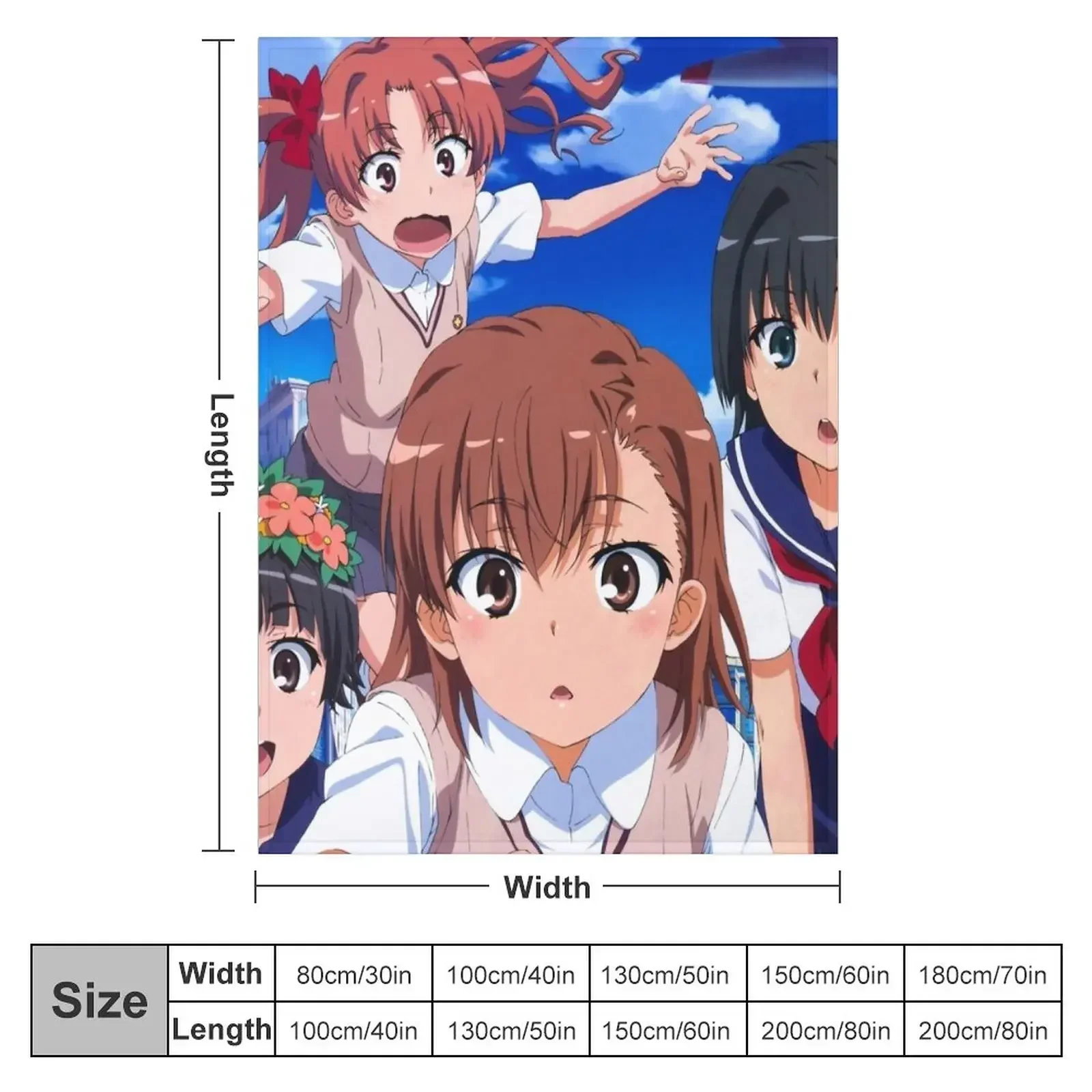 Toaru Kagaku - Misaka Mikoto, Shirai Kuroko, Saten Ruiko, Uiharu Kazari Throw Blanket christmas gifts Flannel Blankets