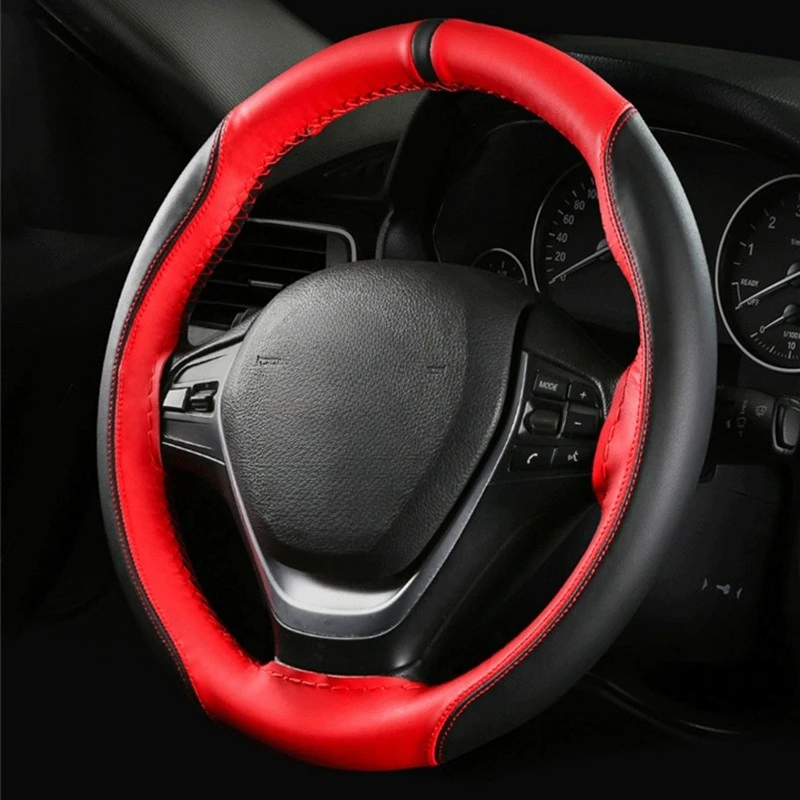 DIY Steering Wheel Covers Artificial leather braid on the steering-wheel of Car With Needle and Thread Interior accessories