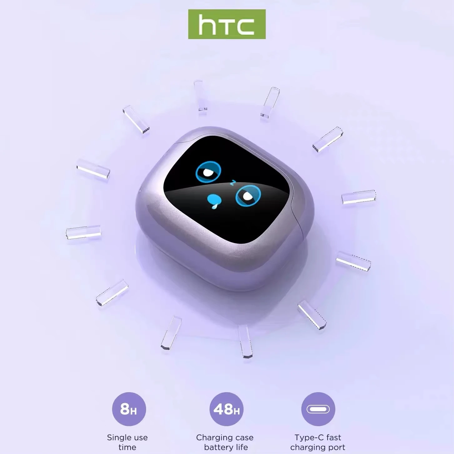 Htc Ne32 بلوتوث V6.0 الأذن كليب سماعات Ai المترجم سماعات الأذن Ows Lcd شاشة تعمل باللمس سماعات لاسلكية الحد من الضوضاء دعوة