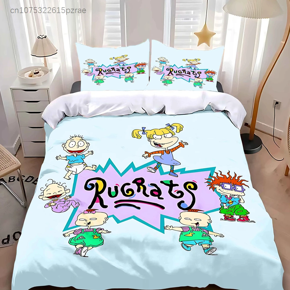 Duvet Cover Pillowcase Bedding Set Adult Boy Girl Bedroom Decoration Children Gift Single Double Large Size Cartoon R-rugrats