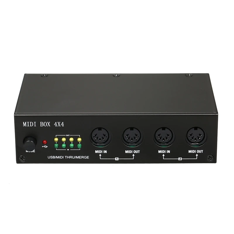 DT21 UM4x4 USB MIDI Interface Box, 4 In/4 Out 64 MIDI Channels, 4i/4o + Merge 2i4o, MIDI Box for PC for Mac, Plug and Play