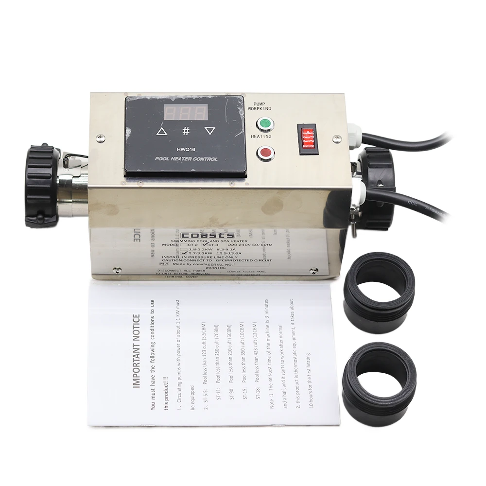 3KW Pool Heater Electric Swimming Pool and SPA Bath Heating Tub Water Heater Thermostat 220V Swimming Pool Accessories 220V