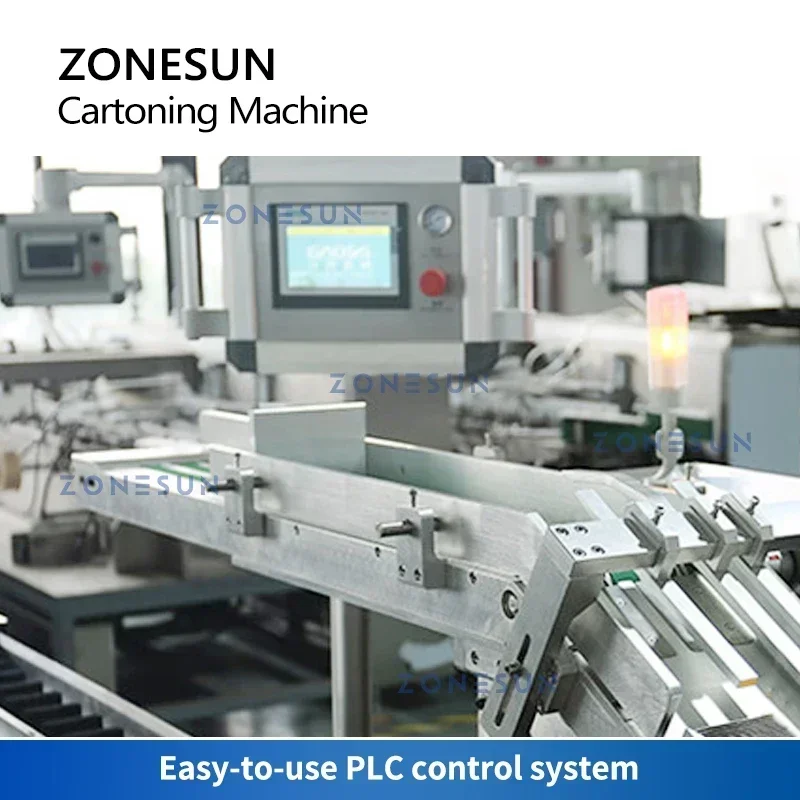 ZONESUN ZS-BP130D Macchina confezionatrice automatica orizzontale per cartoni con alimentatore a ventosa per bottiglie cosmetiche e tubi per crema per le mani