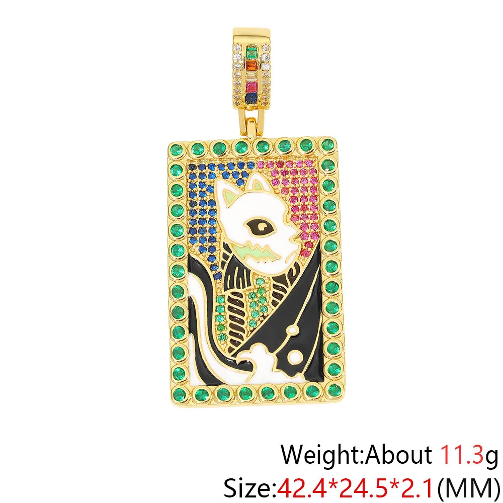 MIHUA 18K Real Gold Plated Geometry Style Enamel Necklaces Pendant Colorful Cubic Zirconia Handwork Talisman Evil Eye Jewelry