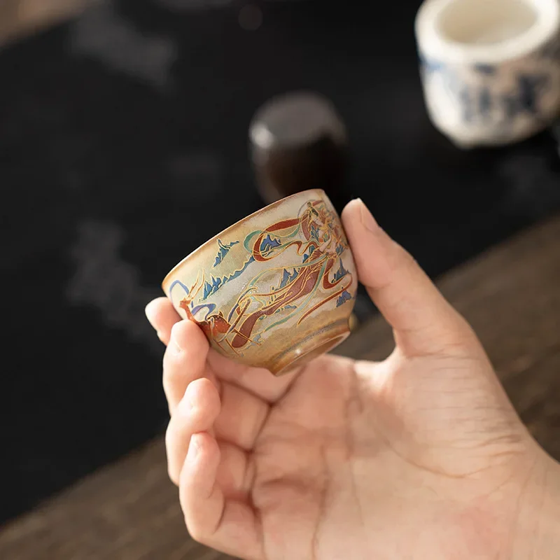 Dunhuang Kweichow Moutai Tea Cup Cultural Teacup Single Cup Retro Personal Cup Master Cup Tea Drinking Kung Fu Small Tea Bowl