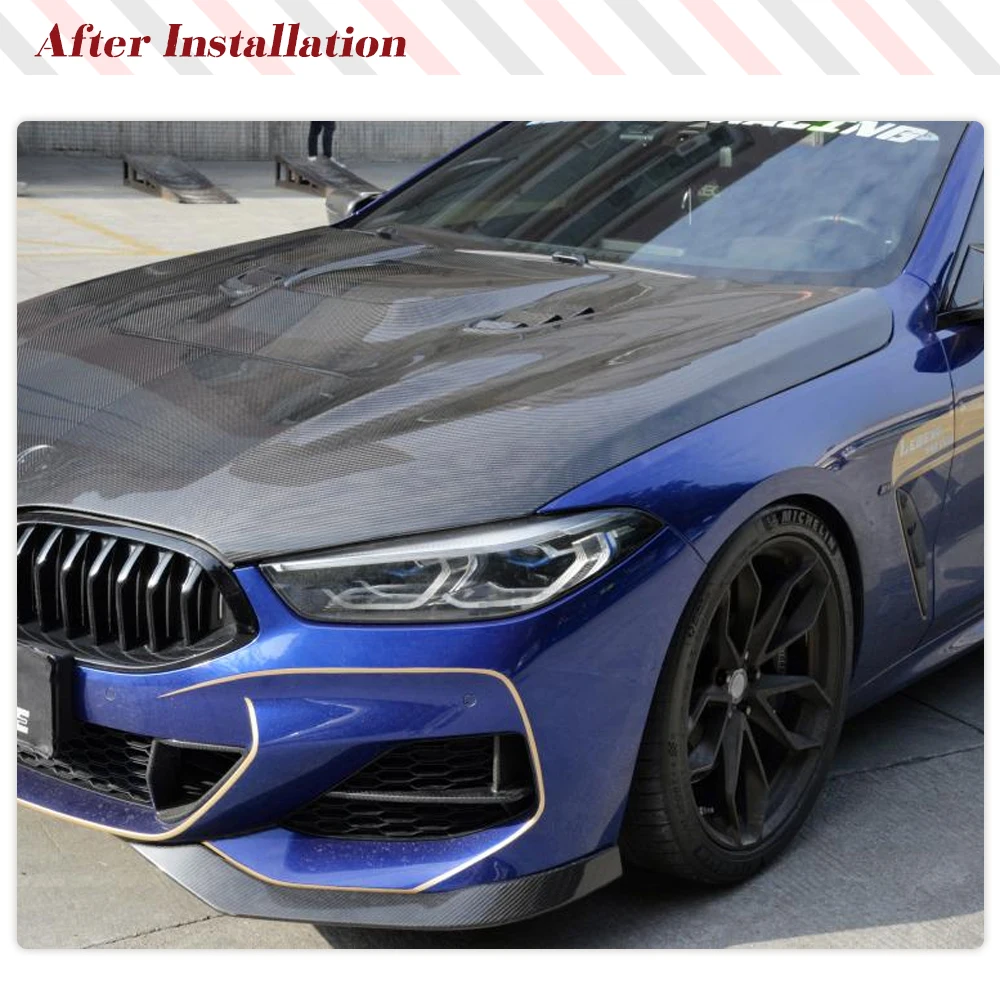 Dry Carbon Fiber Car Front Bumper Canards for BMW 8 Series G14 G15 G16 M Sport 2018 - 2021 M850i 4PCS Car Bumper Fins Splitters