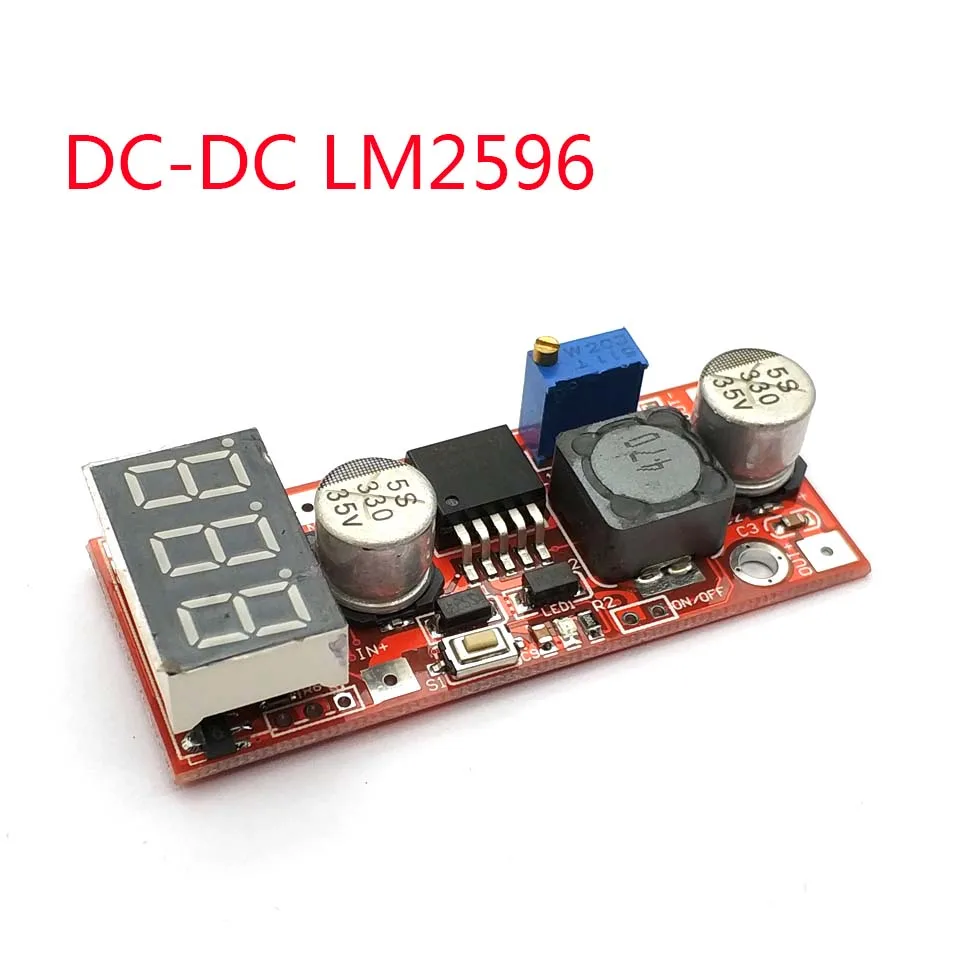 DC-DC Adjustable Voltage Regulator Module With Digital Tube LM2596 Blue / Red / Green Voltmeter