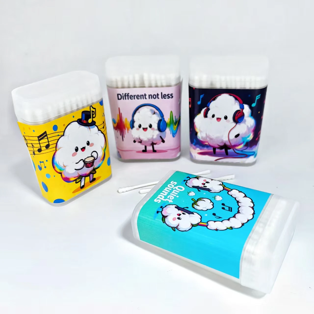 400 قطعة من مسحات القطن برأسين من سلسلة Love Music، مسحات قطنية مستديرة ذات محور رفيع برأسين