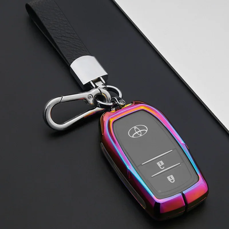 TPU e Metal Car Key Case Capa, Durable Auto Key Bag Protector, Acessórios do carro, Toyota Camry, RAV4, Corolla, Highlander, Levin, 1Pc