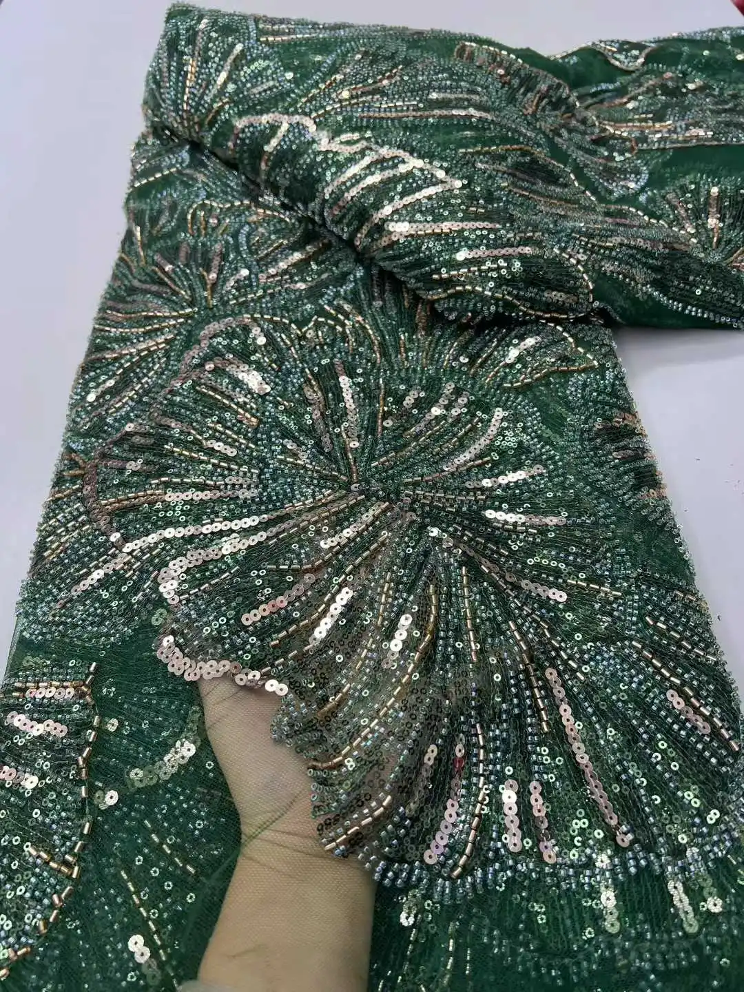 2025 الفاخرة الفرنسية شبكة التطريز مطرز أقمشة الدانتيل الأفريقي النيجيري الترتر أقمشة الدانتيل لفستان الزفاف مواد الخياطة