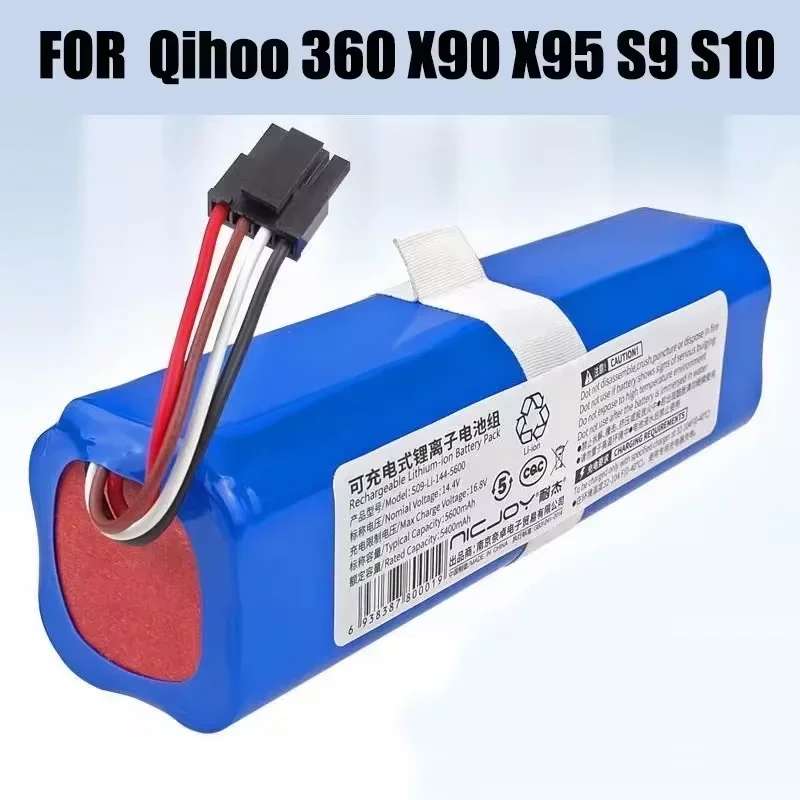 New 14.4V 5200mAh Battery for 360 Robot Vacuum Cleaner S9 X90 / X95 L70 L10 Accessories Spare Parts Charging Battery