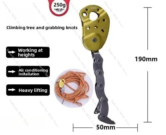 Upgraded Mechanical Knot Climbing Rope Grabber, Tree Climbing Grabber, for Descending at High Altitude