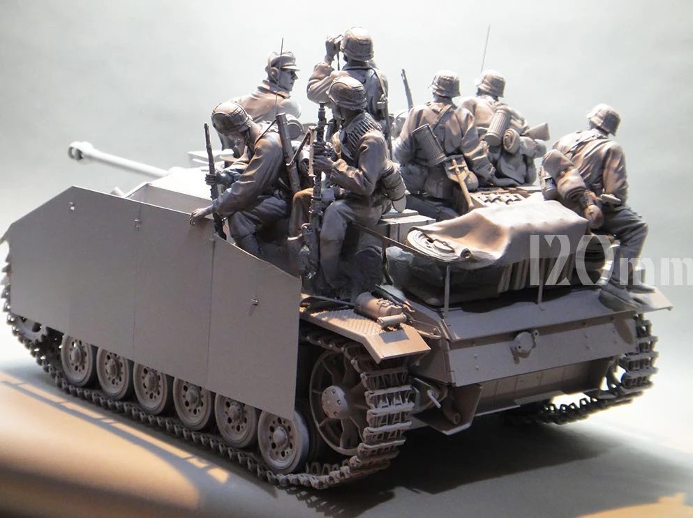 Die-cast Resina Modelo Kit de Montagem, Soldado Tanque Conjunto Completo, 8 Pessoas, Sem Pintar, Frete Grátis, 2495, 1:16