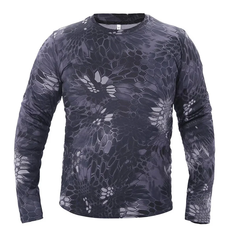 Imagem -02 - Camuflagem de Manga Comprida Masculina Tático Secagem Rápida Caminhadas Camisetas ao ar Livre Roupas de Acampamento Primavera Outono