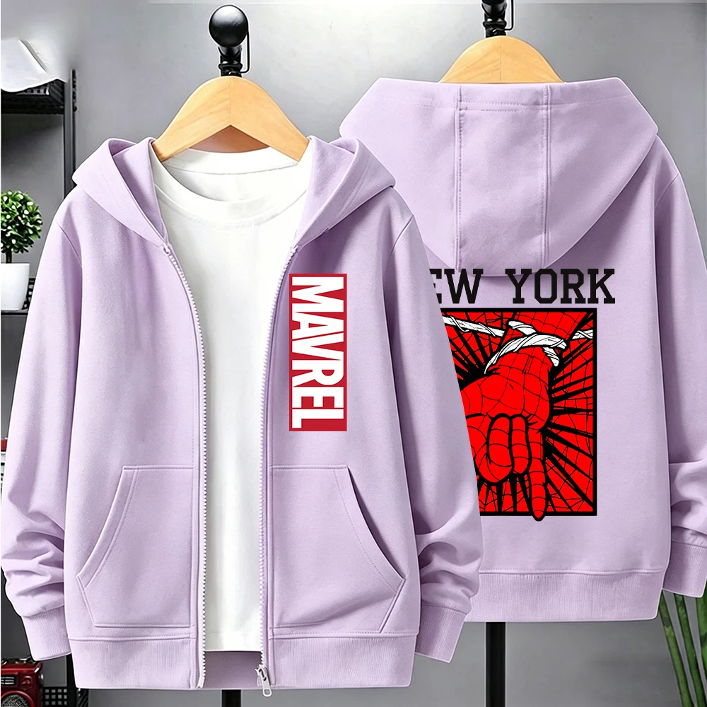 Sudadera con capucha y cremallera para niños inspirada en Spider-Man de Marvel con un diseño de telaraña genial para niños y niñas