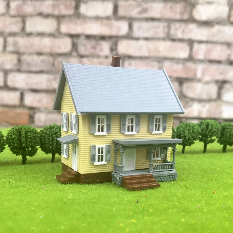 Modelo de casa de estilo americano a escala 1/150 N, Kit de construcción de patio, Material de tren, diseño de ferrocarril