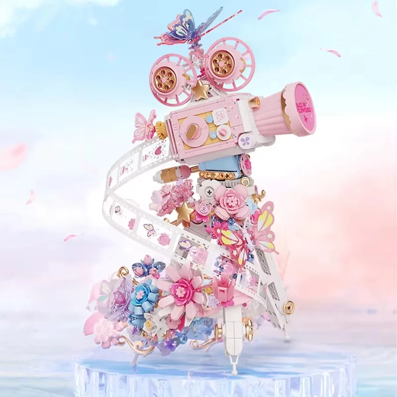 1109 pçs blocos de construção flor borboleta sombra câmera decoração desktop modelo brinquedo das crianças menina presente natal