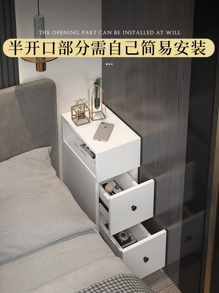 The I9EK small bedside table is extremely narrow and can be stored in a mini narrow bed. The edge of the bed is sewn