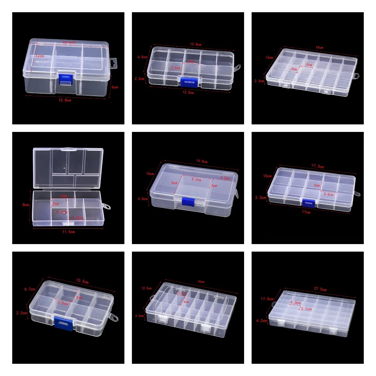 Plastic Jewelry Boxes Plastic Tool Box Adjustable Craft Organizer Storage Beads Bracelet Jewelry Boxes Packaging Wholesale