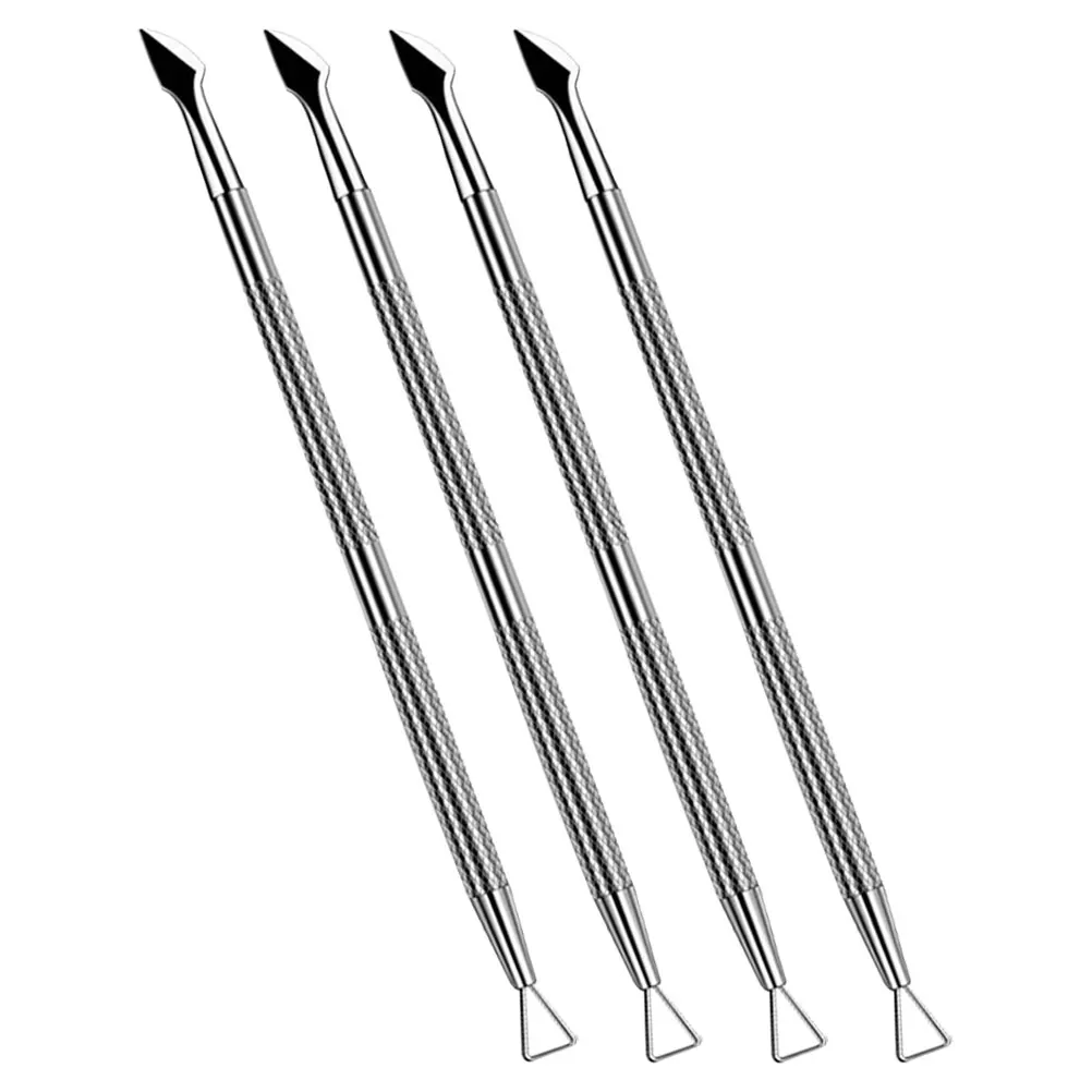 

4pcs Dual Head Cuticle Pusher Set Stainless Steel Nail Scraper for Gel Polish Removal Metal Manicure Tools Durable Nail