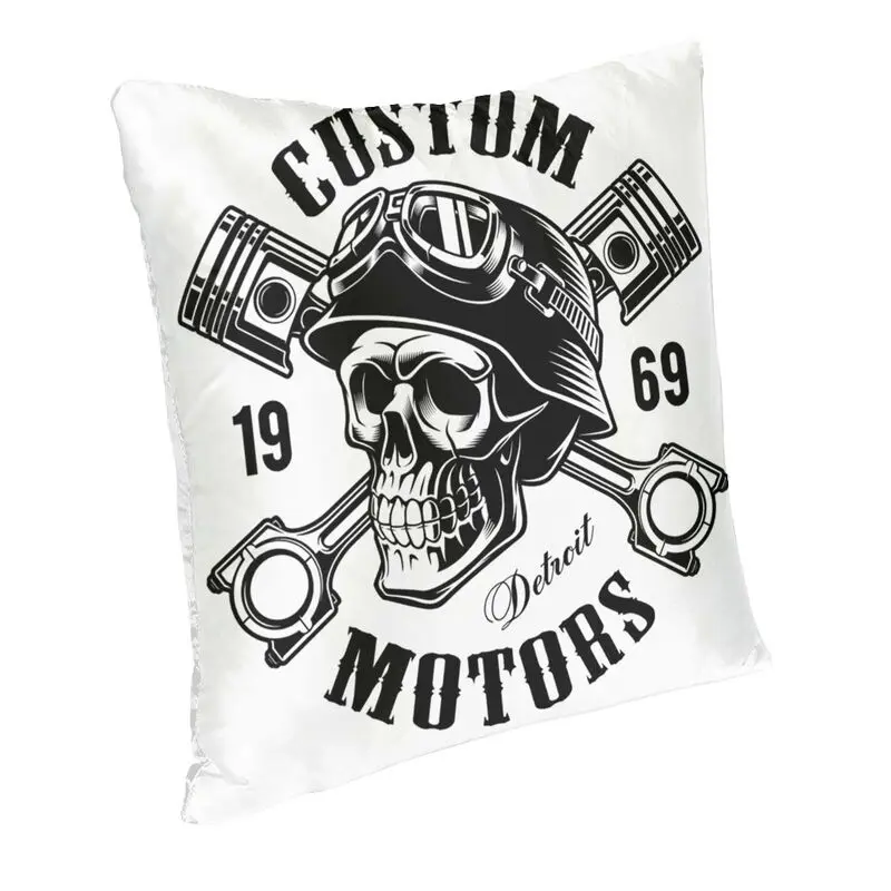 Rockabilly Skull Biker Pillow Case 45x45cm Decor Home Kawaii Cushions for Sofa Square Pillowcase Double Sided Print Pillows