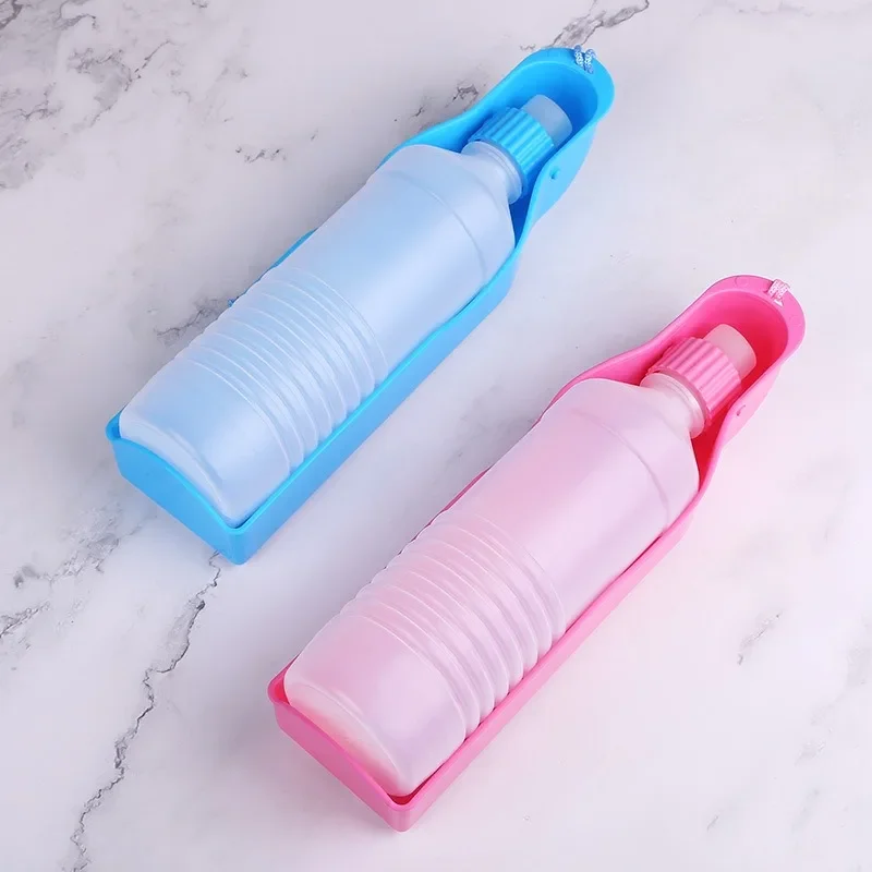 Pet Dog Water Bottle Plastic Portable Outdoor Travel Drinking Water Feeding Bowl Foldable Outing Automatic Water Feeding Kettle