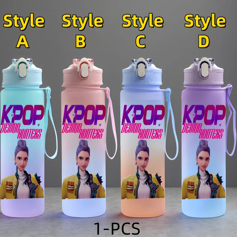 كوب ماء لطيف لشخصية الرسوم المتحركة من KPop Demon Hunters بسعة كبيرة وزجاجة مياه محمولة للاستخدام الخارجي هدية للأولاد والبنات