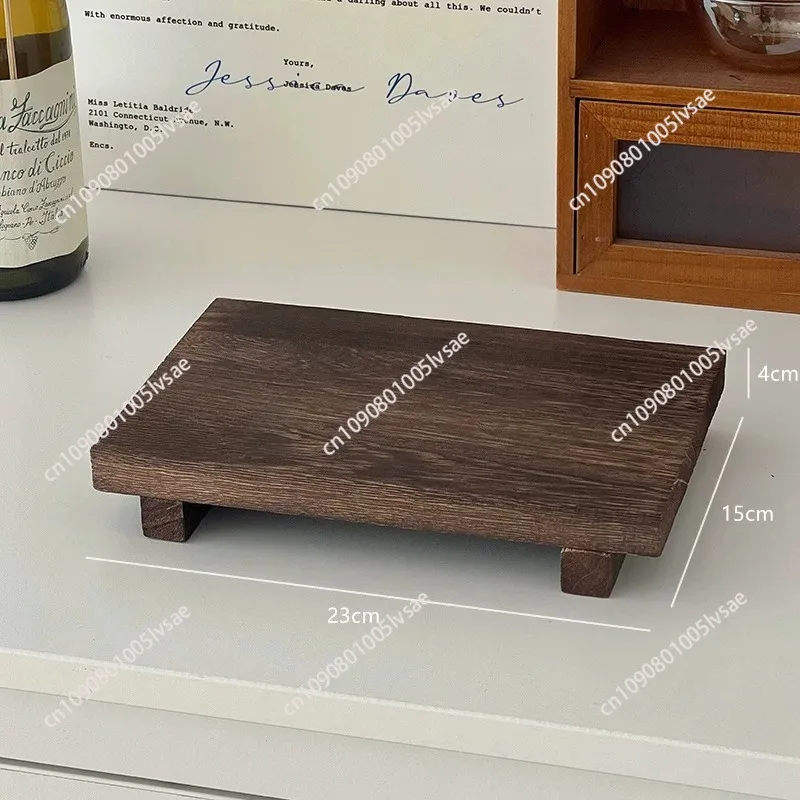 Wood Pedestal Soap Stand Bathroom Kitchen Countertop Tray Farmhouse Wood Riser Soap Dish Plants Holder