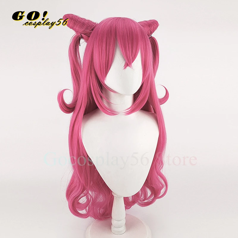 Nagomi Yu-Peruca Cosplay Preciosa, 80cm de comprimento, ondulado rosa cabelo sintético Bun, Anime bonito Headwear, festa deliciosa, 2023