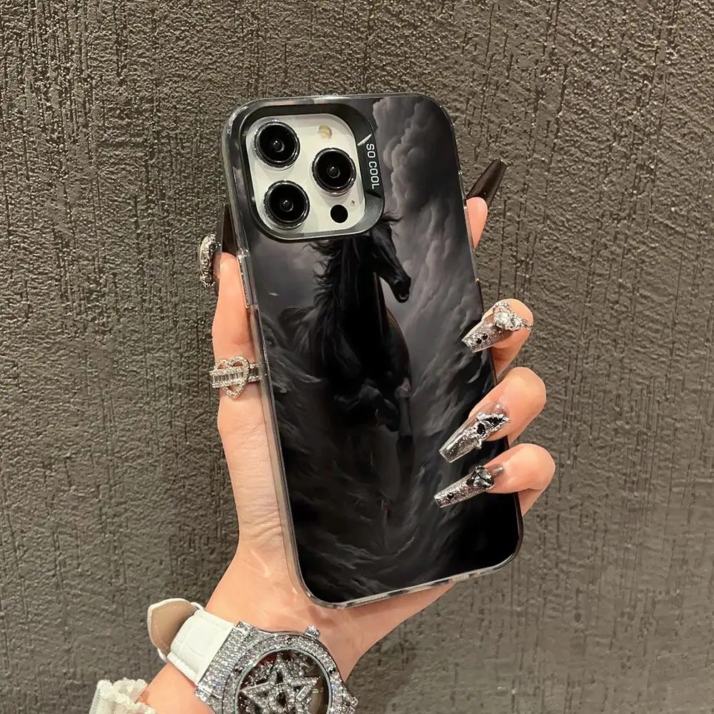 

Dark horse case for iPhone17 16 15 14 13 12 11 Pro/ Max/Plus shock-proof rear cover anti-fingerprint