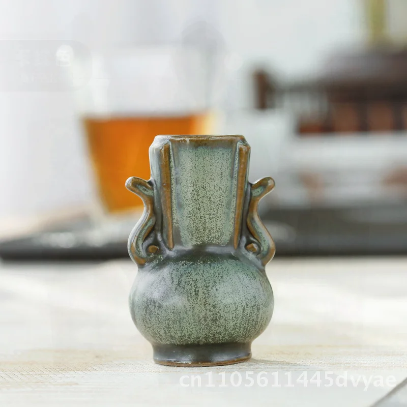 

Creative Ceramic Mini Vase Bronze Glaze Handmade Small Flower Countertop Hydroponic Ornament Chinese Style Personalized