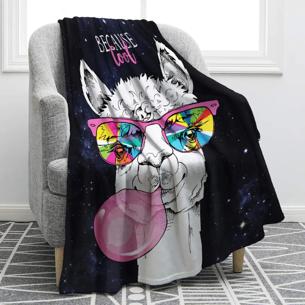 Cute Cartoon Alpaca Llama Blanket Soft Warm Print Throw Blanket for Teens Adult Office Bed Sofa Camping Birthday Gifts Blankets